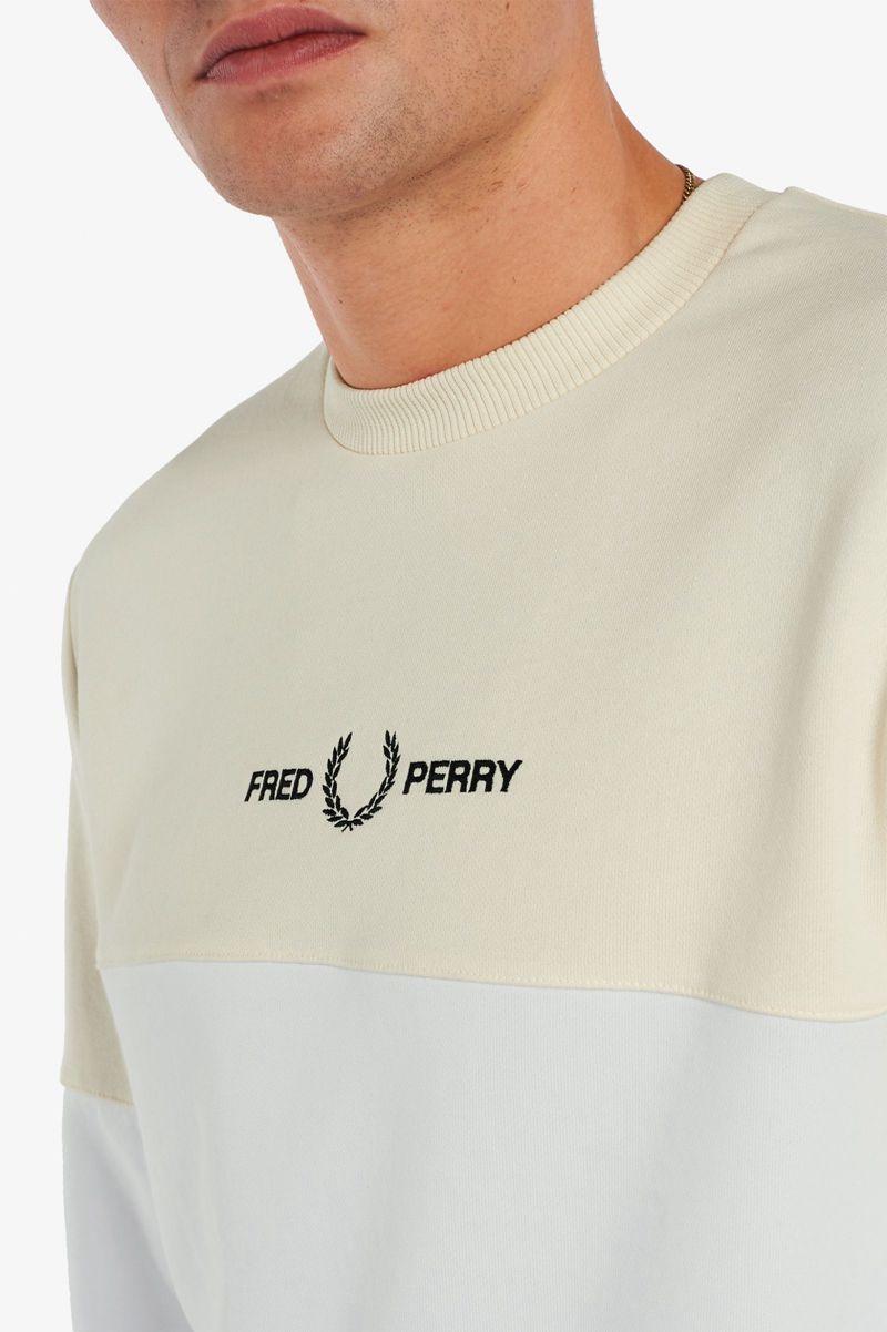 White Fred Perry Colour Block Men's Sweatshirts | PH 1564SGLO